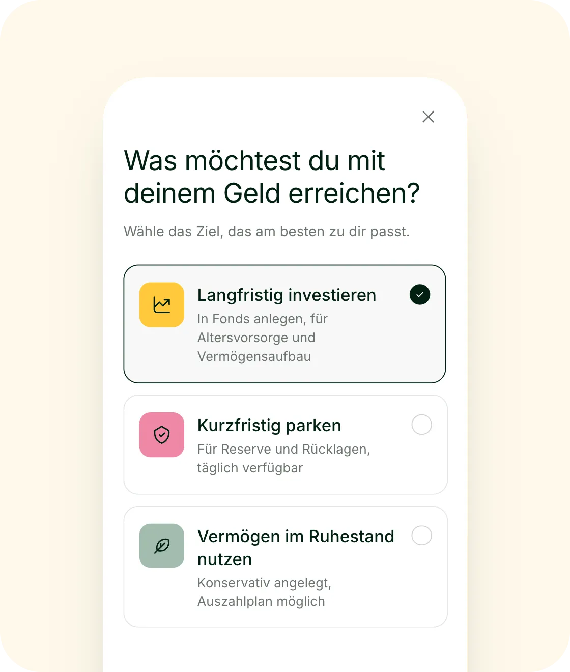 Evergreen App: Sparziel definieren